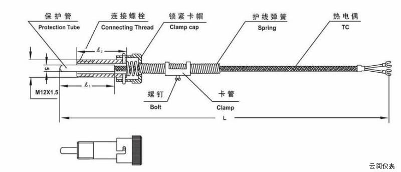 壓簧熱電偶結構示意圖