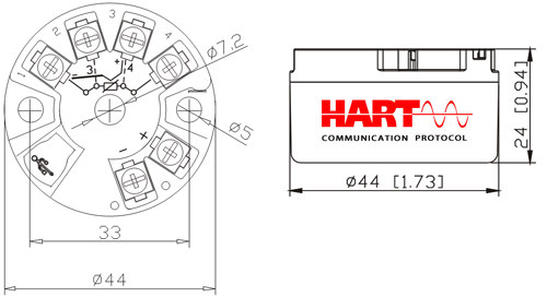 Hart温度变送器外形尺寸图 Hart温度变送器外形尺寸图