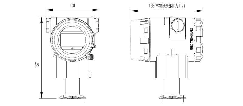 直接安裝式衛生型變送器的外形尺寸