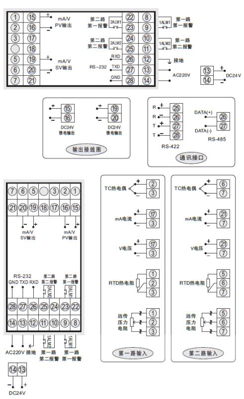 SWP-D80雙回路顯示控制儀接線圖