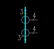 具有两个铁心，每个铁心有一个次级绕组的三个电流互感器电气符号