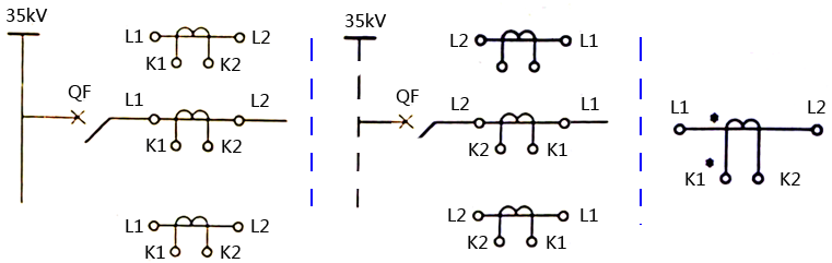 电流互感器一次侧接线和同名端标注