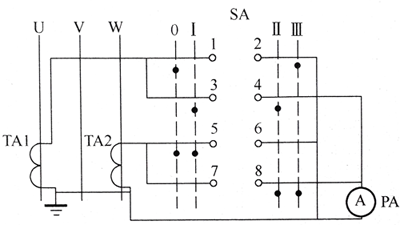 LW5-15/LH2型电流换相开关接线图