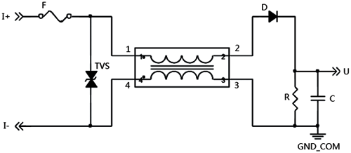 模拟量信号隔离器输入端电路原理图