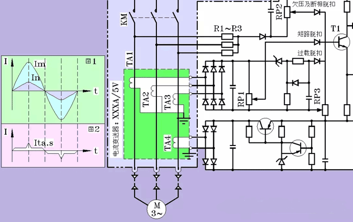CAD绘制的电动机保护装置电路图