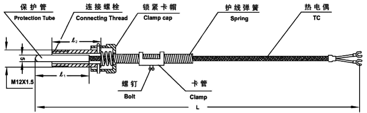 压簧热电偶结构尺寸图