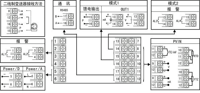 YR-GNC10显示控制仪接线图 YR-GNC10显示控制仪接线图