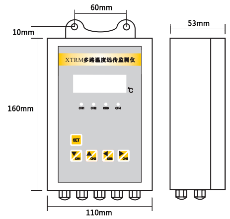 竖式多路温度远传监测仪外形尺寸