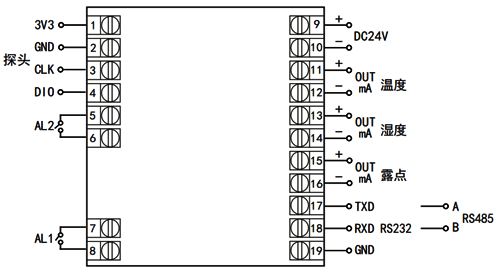 一体化温湿度变送器接线图