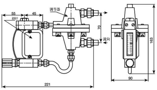 配置金属管浮子流量计/恒定出口压力恒流阀的吹扫装置外形尺寸