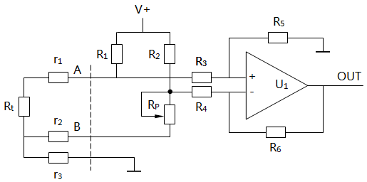 温控器输入电路之电桥法测量电路原理