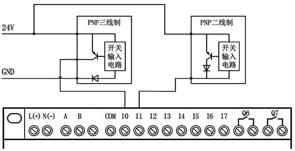 输入为PNP的简易PLC中文一体机接线