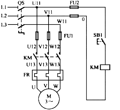 三相异步电动机的点动控制电路图